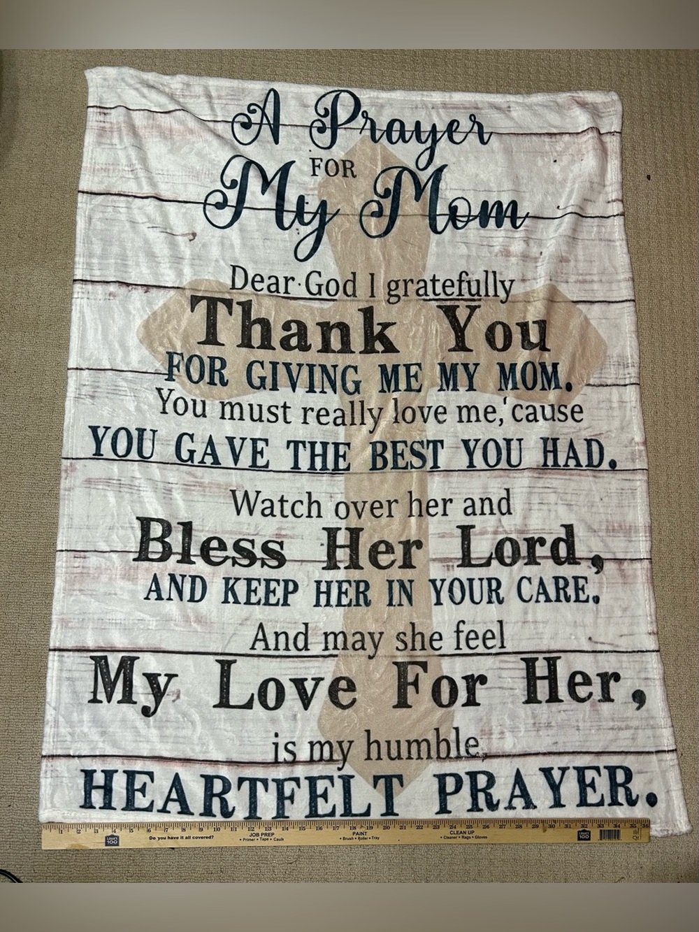 Mom Prayer Throw Blanket - Cream & Tan 50X38 Soft Plush Inspirational NWOT